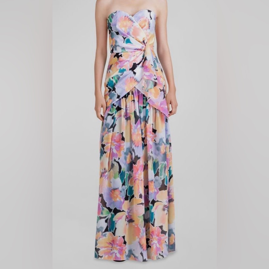 Shoshanna Women's Pink Floral Print Sweetheart Gown